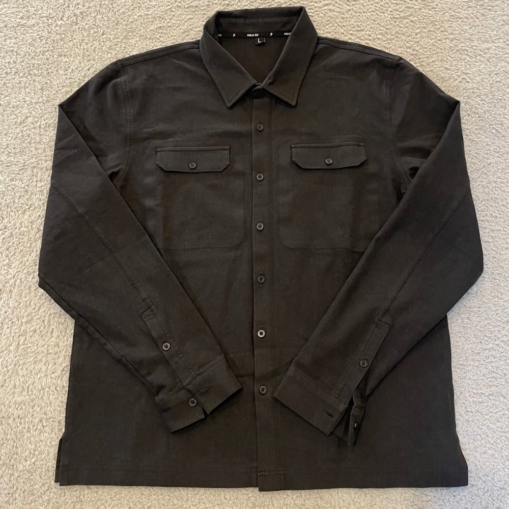 NWOT Public Rec Thermal Overshirt Mens Large Charcoal Gray Button Up Shirt